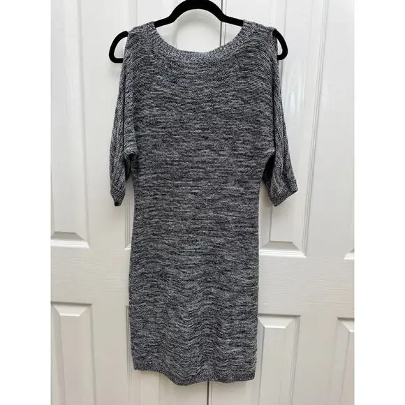 Trina Turk Sweater Dress Small Gray Knit Open Sleeve Slit 3/4 Sleeve Bodycon - Picture 6 of 8